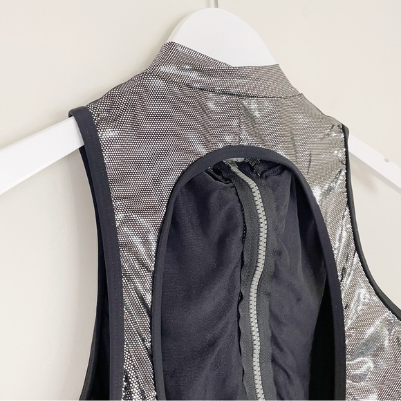 Speedo Vintage sparkling shiny Silver Swimsuit Tyra Banks Victorias Secret Sz 14 - Picture 7 of 15